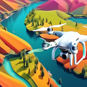 A drone flying over a scenic landscape, capturing aerial photography