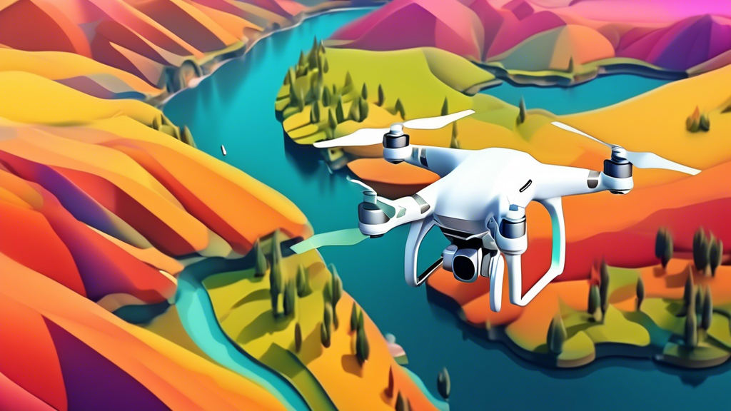 A drone flying over a scenic landscape, capturing aerial photography