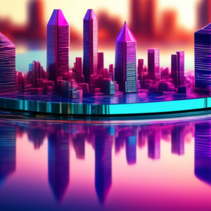 A silicon wafer with a futuristic cityscape reflected on its surface