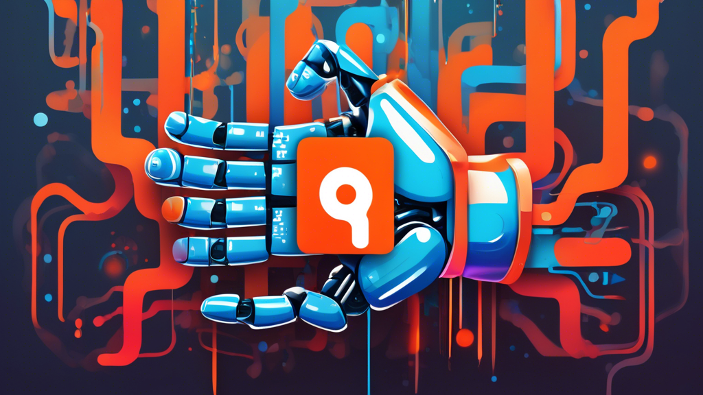 A robotic hand merging the Reddit logo with the ChatGPT logo, with data streams flowing between them.