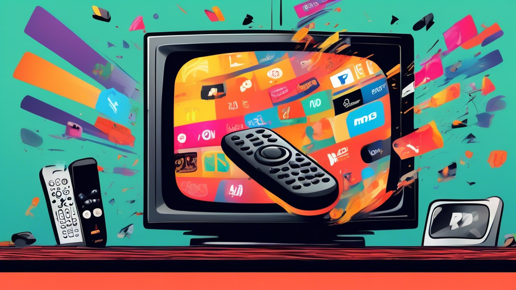 A frustrated cord-cutter throws their remote control at a television screen displaying the logos of popular streaming services, each with an up arrow indicating a price increase.