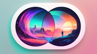 A Venn diagram with one side labeled Windows Features and the other MacOS Features, with a glowing, futuristic portal in the overlapping section labeled Shared Dreams.