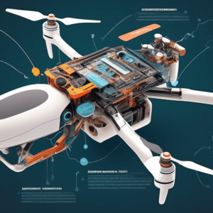 A cutaway diagram of a drone, showcasing its internal components and technology, with labels explaining each part's function.