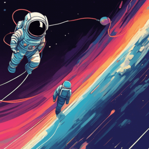 ## DALL-E Prompt:nnA lone astronaut adrift in the vastness of space, tethered to their spacecraft by a thin, fraying lifeline. The astronaut's helmet reflects the Earth in the distance, while the endl