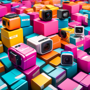 A GoPro camera drowning in a sea of DJI Osmo Action 5 boxes.