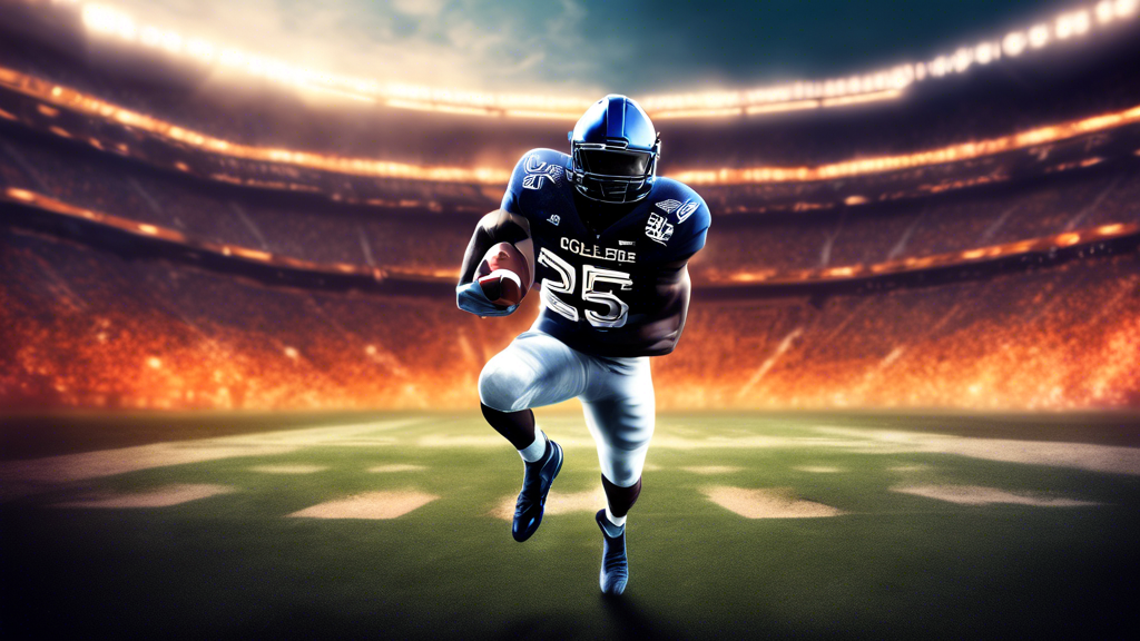 A college football video game cover featuring a silhouetted player in a dramatic pose with a glowing stadium in the background and the title College Football 25 above.