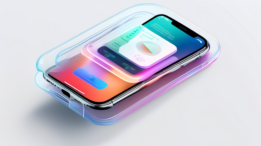 A transparent iPhone running iOS 18 displaying a notification from a Vision Pro headset showing Apple Intelligence.