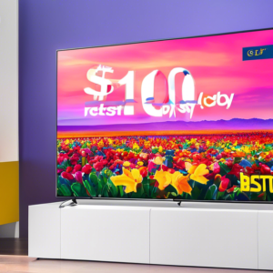 A stunning LG C3 OLED TV with a price tag of $1000 off, with a Best Buy logo and Post-Prime Day Sale banner in the background.