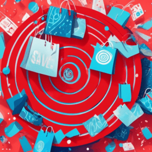 A red Target bullseye overflowing with a pile of shopping bags labeled Circle Week Deals with a blue background that says Save Big Before Prime Day.